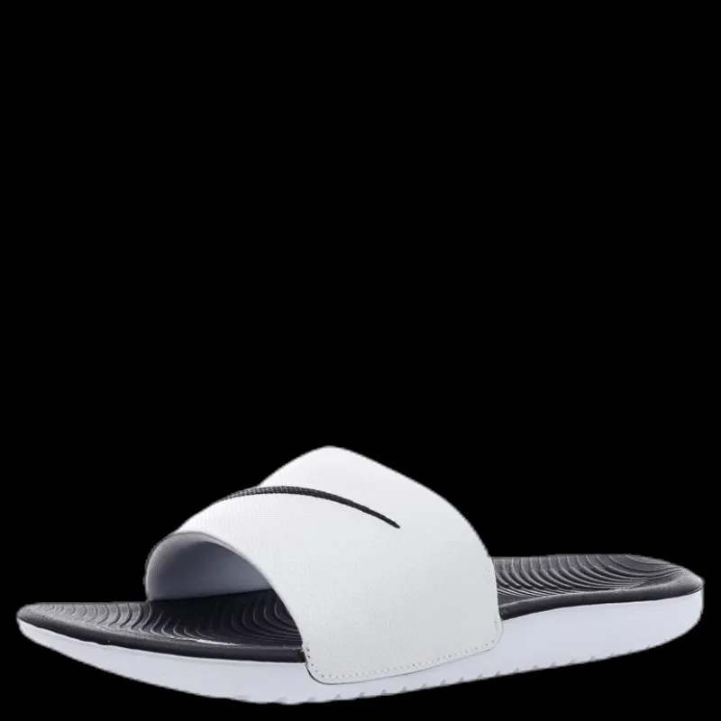 Nike Kawa Little/Big Kids' Slides WHITE/BLACK Vit Sale