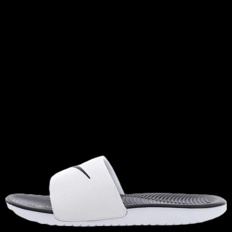 Nike Kawa Little/Big Kids' Slides WHITE/BLACK Vit Sale