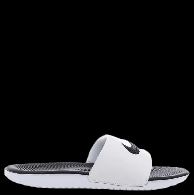 Nike Kawa Little/Big Kids' Slides WHITE/BLACK Vit Sale