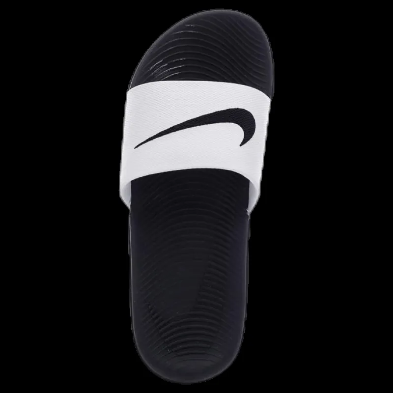 Nike Kawa Little/Big Kids' Slides WHITE/BLACK Vit Sale