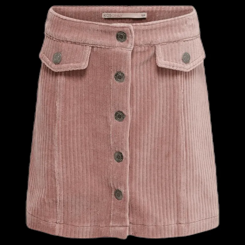 Kids Only Ketty Cord Button Skirt Pink Rosa Clearance