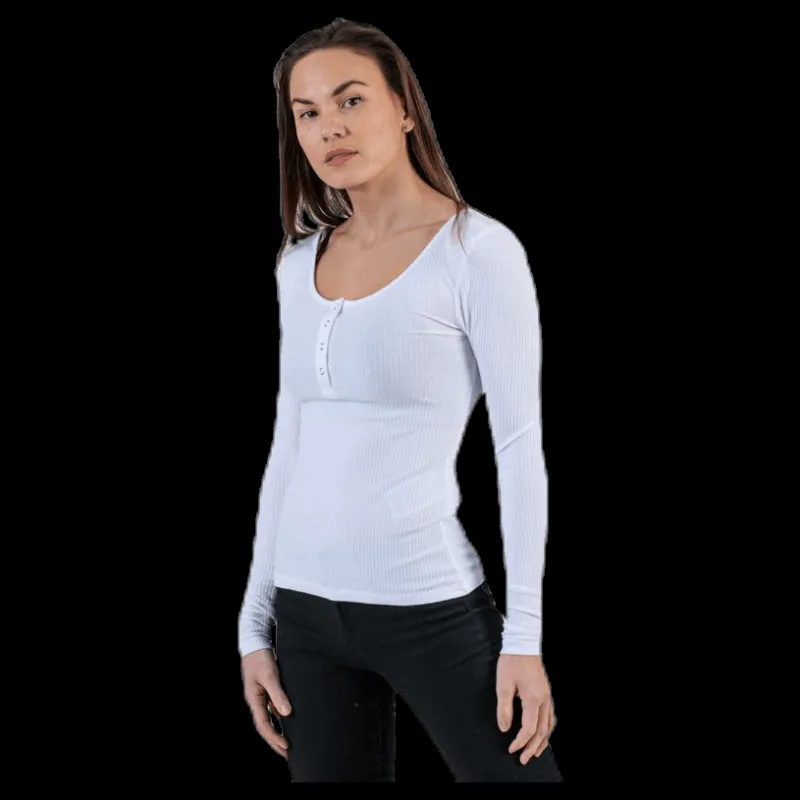 Pieces Kitte Ls Top White Vit Outlet