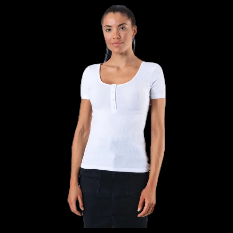 Outlet Pieces Kitte Ss Top White Vit