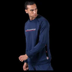Hot Tommy Hilfiger Sport Knit Crew Sweat Logo Tape Blue Blå
