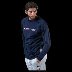 Hot Tommy Hilfiger Sport Knit Crew Sweat Logo Tape Blue Blå