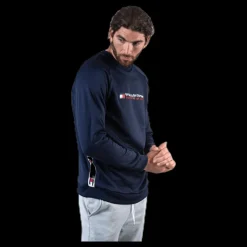 Hot Tommy Hilfiger Sport Knit Crew Sweat Logo Tape Blue Blå