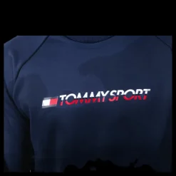 Hot Tommy Hilfiger Sport Knit Crew Sweat Logo Tape Blue Blå