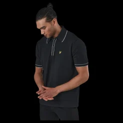 New Lyle & Scott Knitted Branded Polo Black Svart