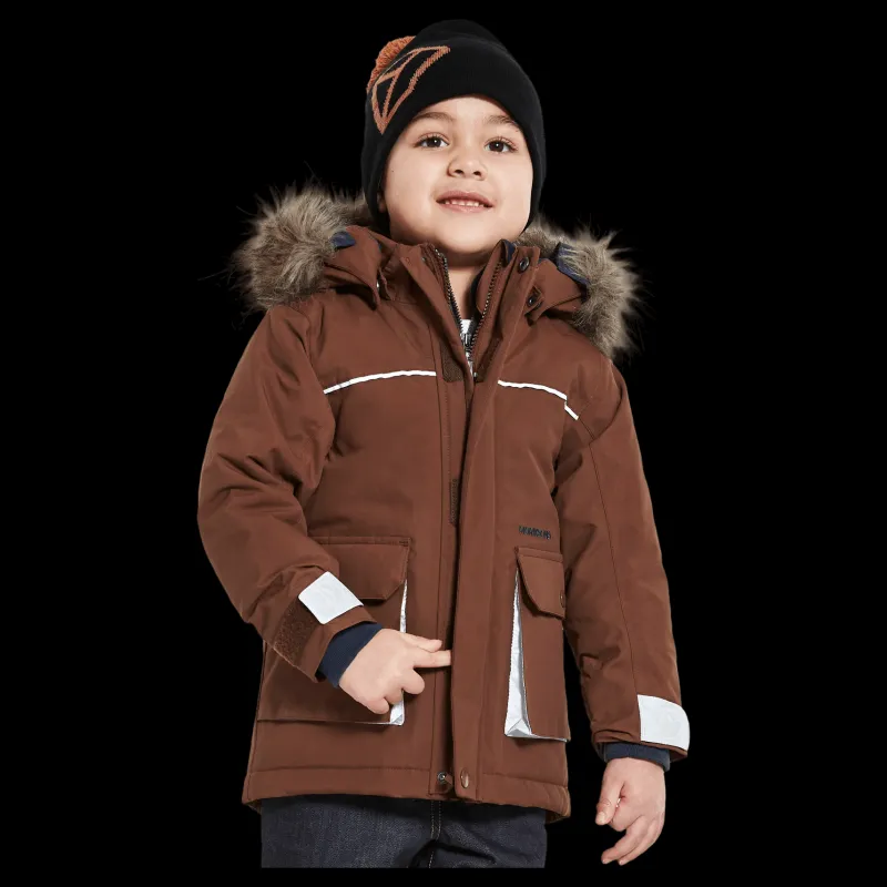 Didriksons Kure Kids Parka 5 Brown Brun Outlet