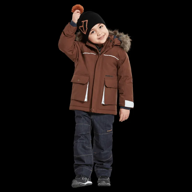 Didriksons Kure Kids Parka 5 Brown Brun Outlet
