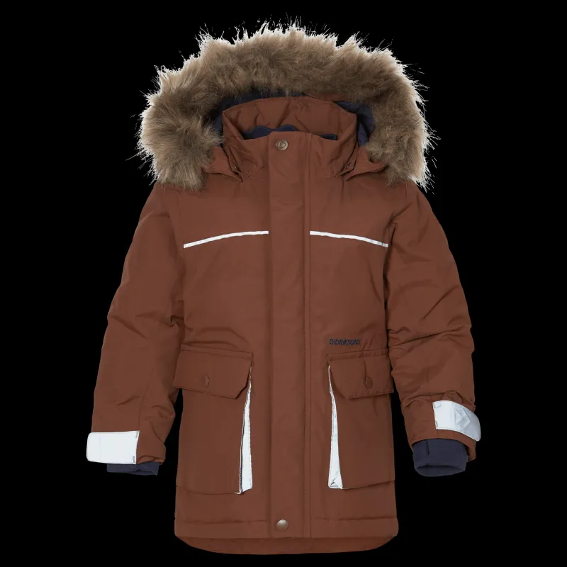 Didriksons Kure Kids Parka 5 Brown Brun Outlet