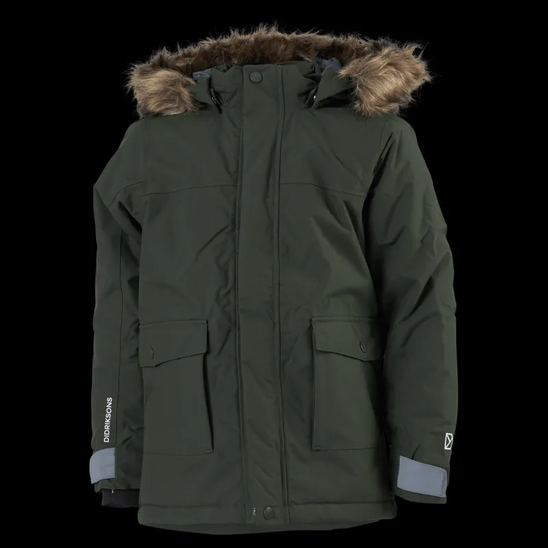 Didriksons Kure Kids Parka 4 Deep Green Grön New