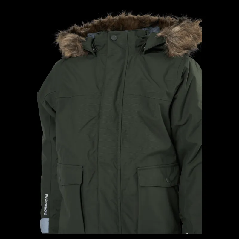 Didriksons Kure Kids Parka 4 Deep Green Grön New