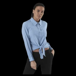 Only Lecey Ls Stripe Knot Dnm Shirt White Vit Clearance
