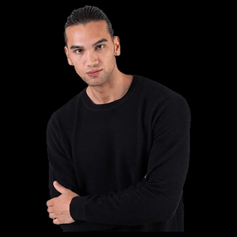 Jack & Jones Liam Knit Crew Neck Black Svart