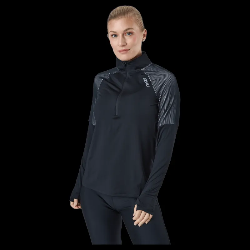 2XU Light Speed 1/2 Zip Black/silver Reflective Blå