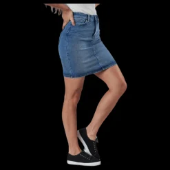 Pieces Lili Mw Denim Skirt Blue Blå Online
