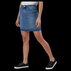 Pieces Lili Mw Denim Skirt Blue Blå Online