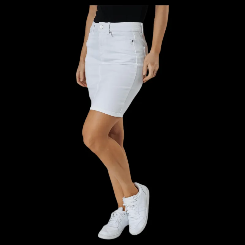 Outlet Pieces Lili Mw Denim Skirt White Vit