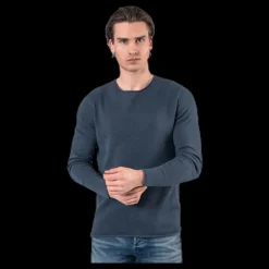 Jack & Jones Linen Knit Crew Neck Blue Blå Sale