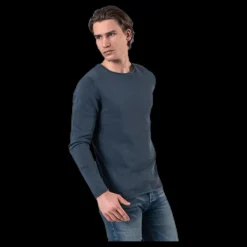 Jack & Jones Linen Knit Crew Neck Blue Blå Sale