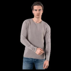 Jack & Jones Linen Knit Crew Neck Grey Grå Discount