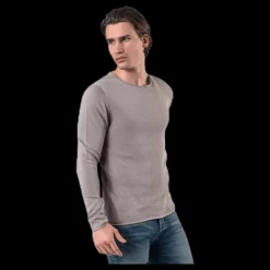Jack & Jones Linen Knit Crew Neck Grey Grå Discount