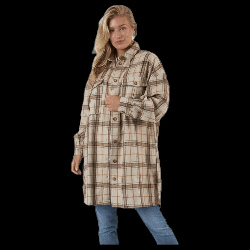 Pieces Lis Long Shacket D2D Beige Clearance