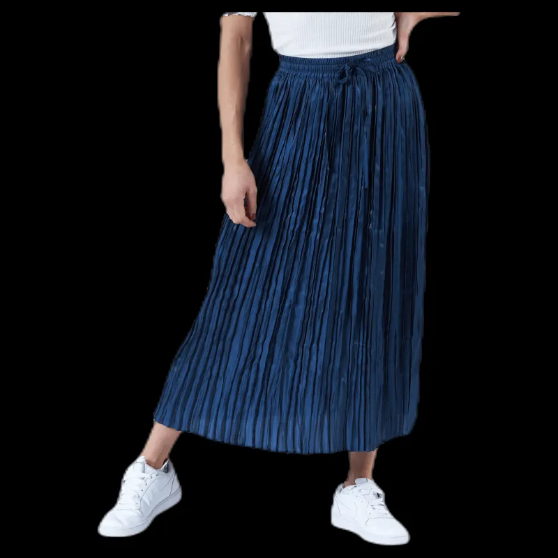 Online Only Liva Plisse Skirt Blue Blå