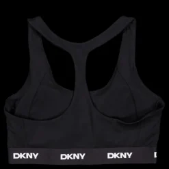 DKNY Sport Logo Elastic Scoop Neck Racerb Black Svart New