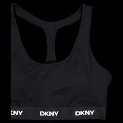 DKNY Sport Logo Elastic Scoop Neck Racerb Black Svart New
