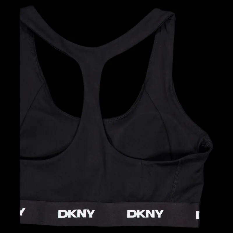 DKNY Sport Logo Elastic Scoop Neck Racerb Black Svart New
