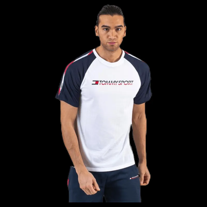 Tommy Hilfiger Sport Logo Tee With Tape White Vit Outlet