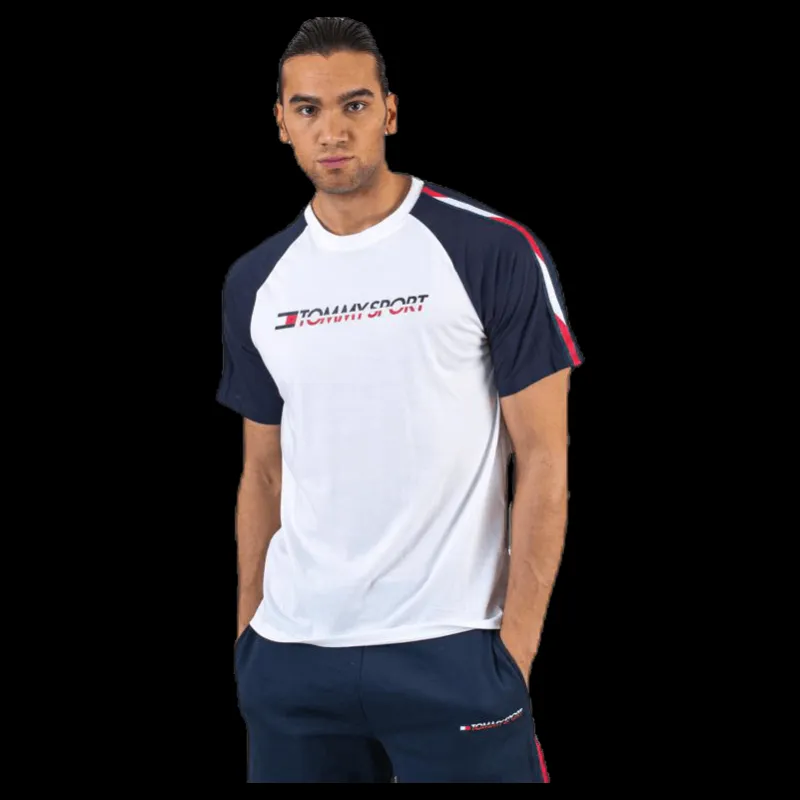Tommy Hilfiger Sport Logo Tee With Tape White Vit Outlet