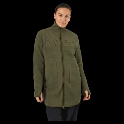 Svea Long Pile Zip Sweat Dark Army Online