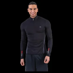 Clearance Calvin Klein Long Sleeve 1/2 Zip Top Black Svart