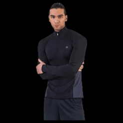 Clearance Calvin Klein Long Sleeve 1/2 Zip Top Black Svart