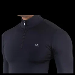 Clearance Calvin Klein Long Sleeve 1/2 Zip Top Black Svart