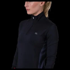 Clearance Calvin Klein Long Sleeve 1/2 Zip Top Black Svart