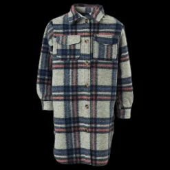 Kids Only Lou-Lou L/S Check Long Shacket Grey Grå Best