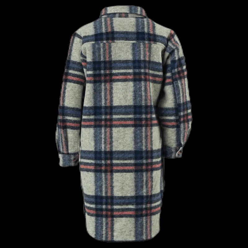 Kids Only Lou-Lou L/S Check Long Shacket Grey Grå Best