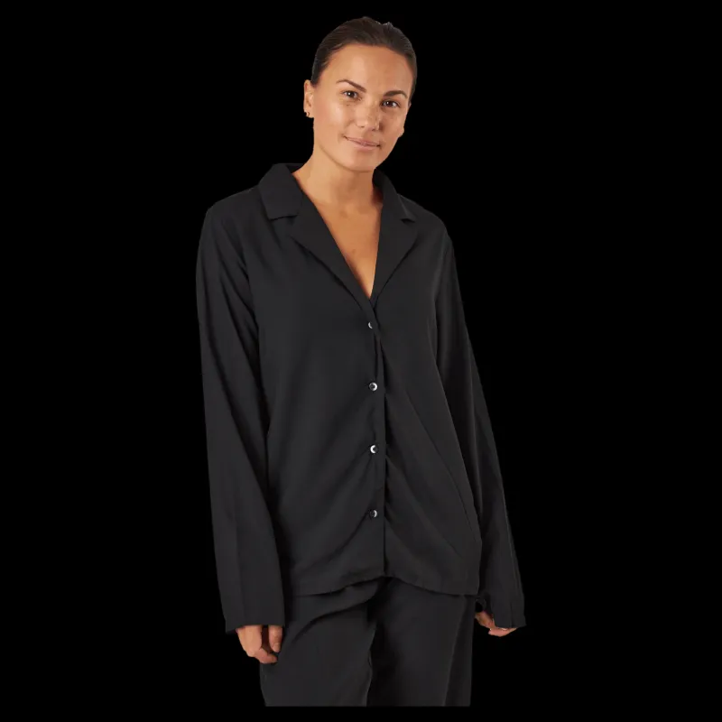 Calvin Klein L/s V-neck (button Down) Black Svart Hot