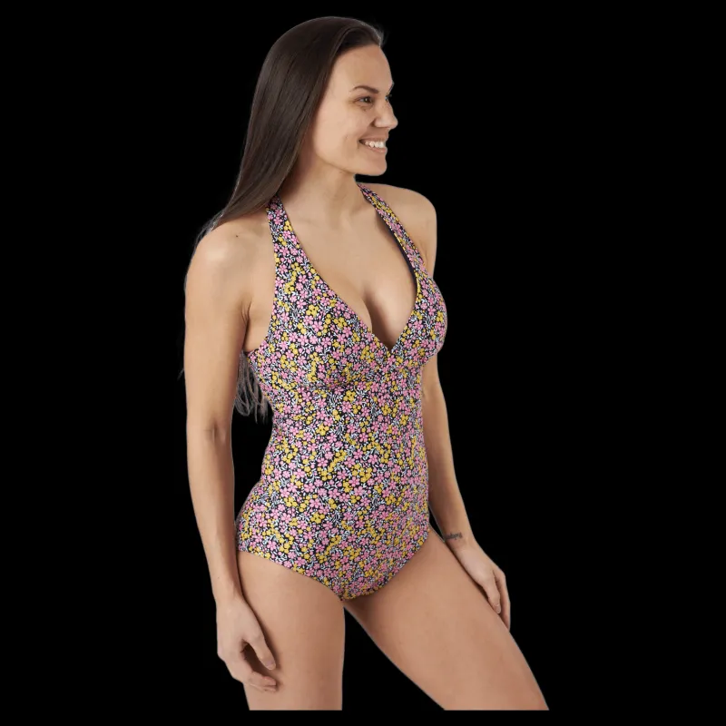 Abecita Maui Tied Back Swimsuit Black Black Printed Svart Clearance