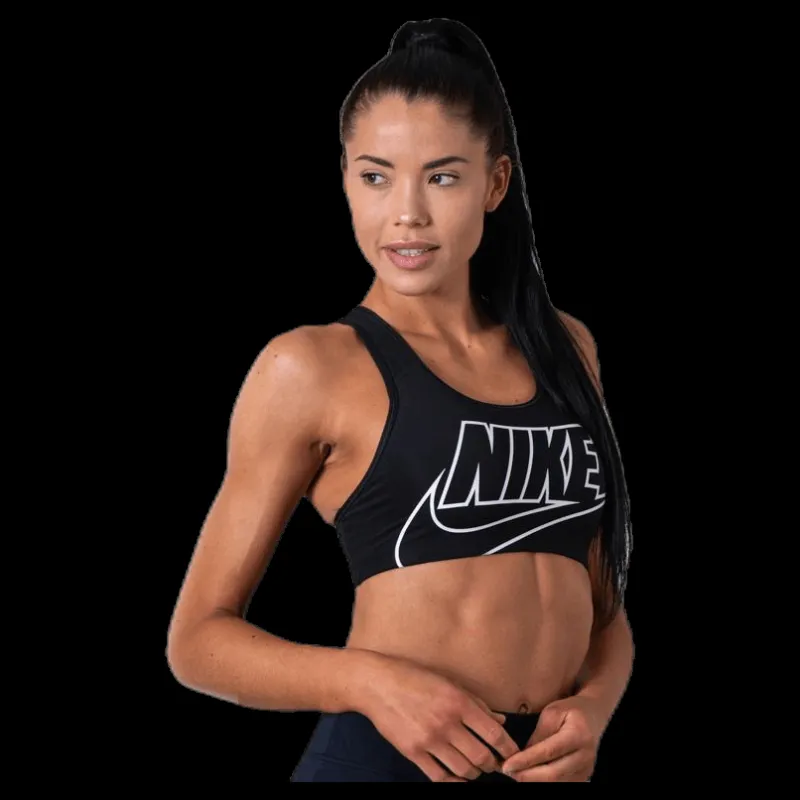 Best Nike Medium Futura Bra White/Black Svart