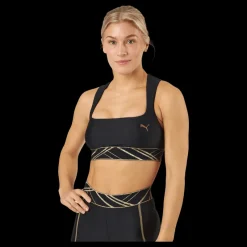 Puma Mid Impact Deco Glam Bra Black-deco Glam Svart Outlet