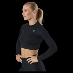 Norfolk Molly Seamless Ls Crop Top Black Svart Outlet