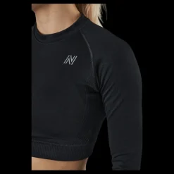 Norfolk Molly Seamless Ls Crop Top Black Svart Outlet