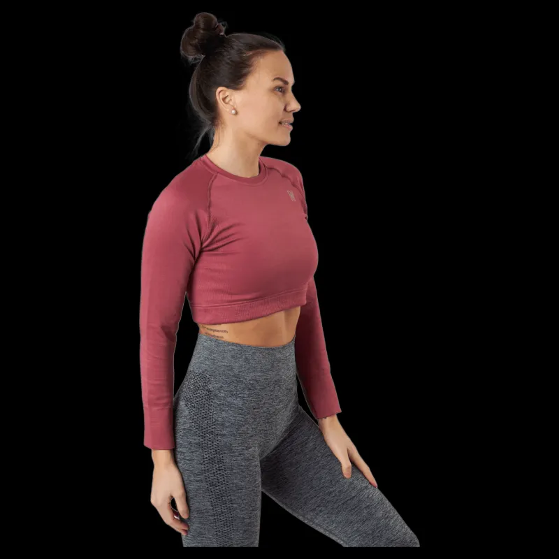 Hot Norfolk Molly Seamless LS Crop Top Pink Rosa