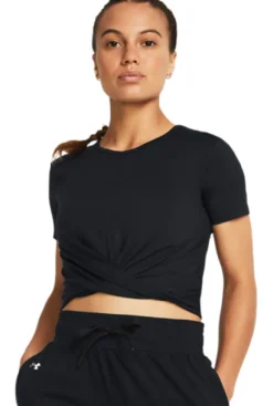 New Under Armour Motion Crossover Crop Ss Black Svart