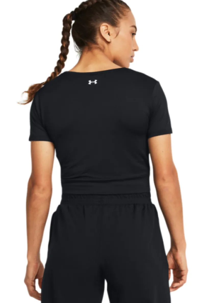 New Under Armour Motion Crossover Crop Ss Black Svart